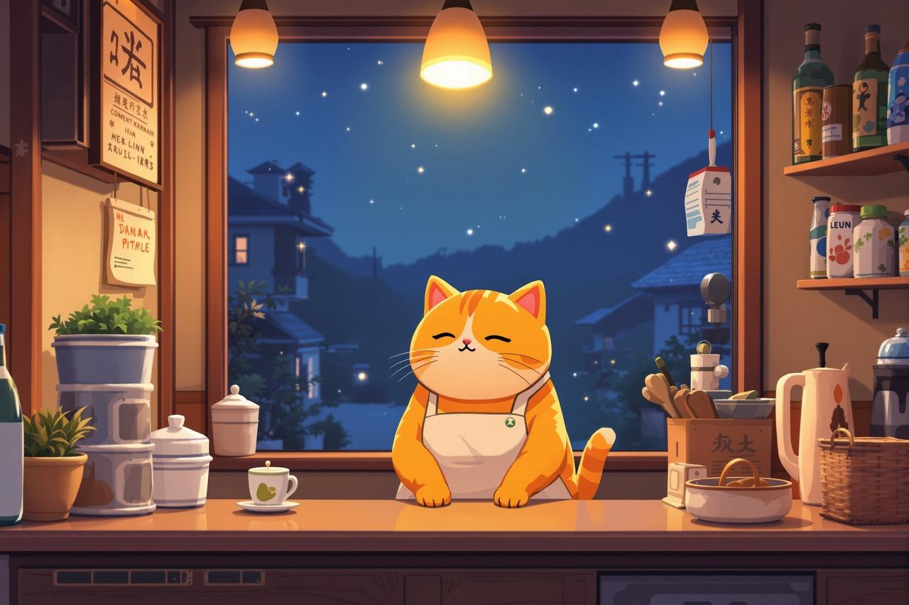 短剧搜索链接 - 深夜食堂·猫町篇 - 深夜疗愈动漫短剧封面